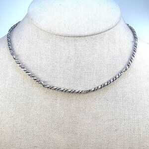 VTG Sterling Silver 925 Braided Twist Design Chain Necklace Size 15.5" Length